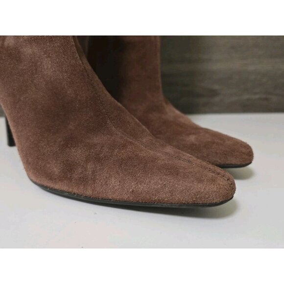 Womens Suede Leather Ankle Boots w/ Fringe Size 7.5 Brown Western Carlos Santa - Picture 7 of 8